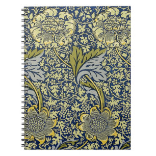 Caderno Espiral William Morris Kennet Floral Wallpaper Azul