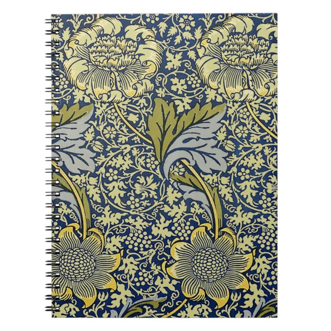 Caderno Espiral William Morris Kennet Floral Wallpaper Azul (Frente)