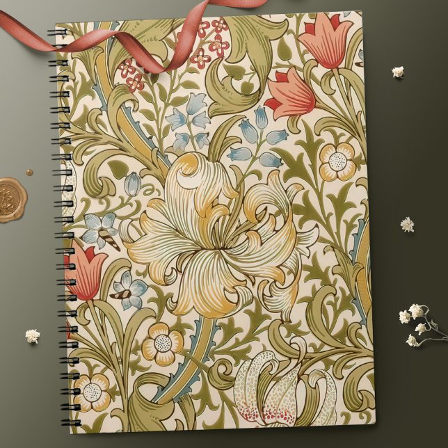 Caderno Espiral William Morris Lily Art Nouveau (Criador carregado)