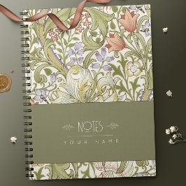 Caderno Espiral William Morris Lily Art Nouveau Padrão Floral