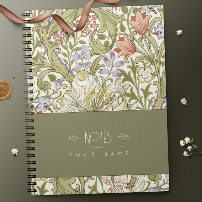 Caderno Espiral William Morris Lily Art Nouveau Padrão Floral (Criador carregado)