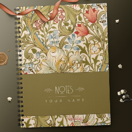Caderno Espiral William Morris Lily Art Nouveau Padrão Floral Não