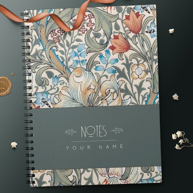 Caderno Espiral William Morris Lily Art Nouveau Padrão Floral Não (Criador carregado)