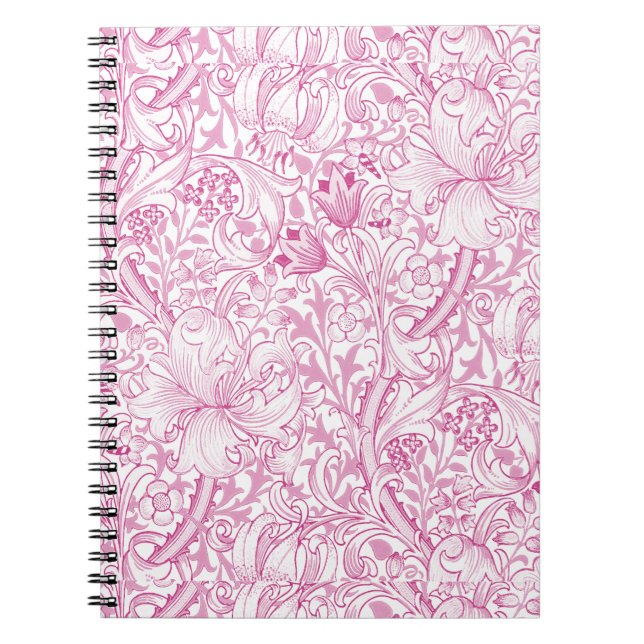 Caderno Espiral William Morris Ouro Lily Floral Patterno (Frente)