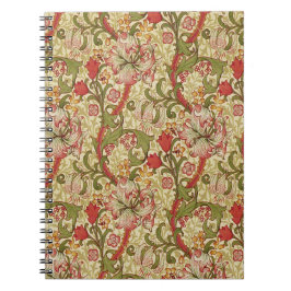 Caderno Espiral William Morris Ouro Lily Floral Patterno