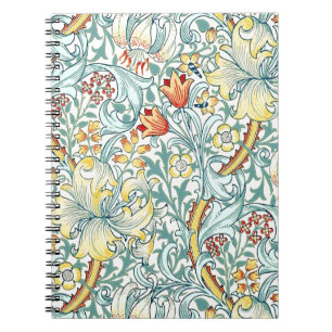 Caderno Espiral William Morris Ouro Lily Floral Patterno