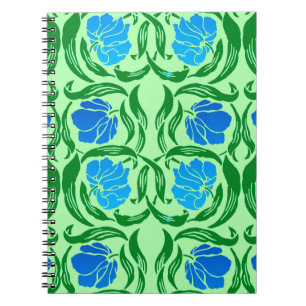 Caderno Espiral William Morris Pimpernel, Blue & Verde limão