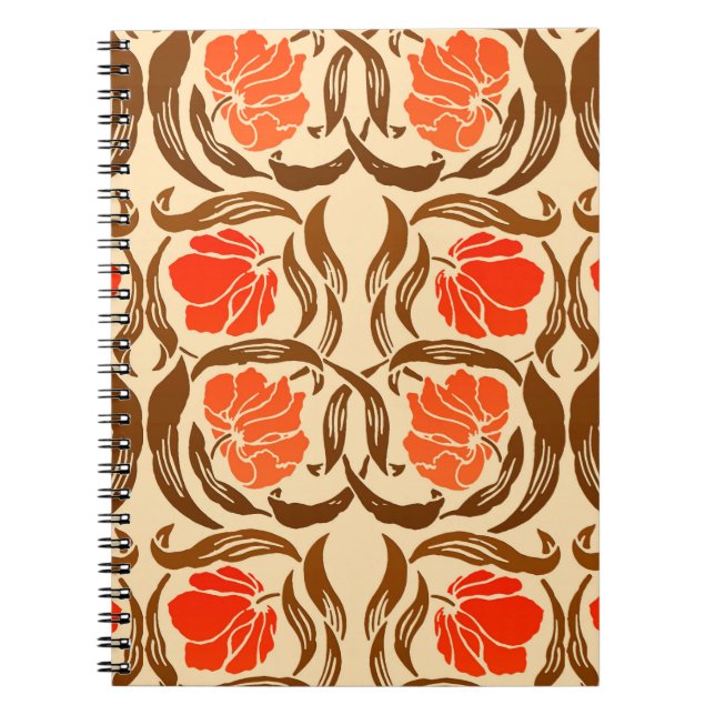 Caderno Espiral William Morris Pimpernel, Mandarin Orange & Brown (Frente)