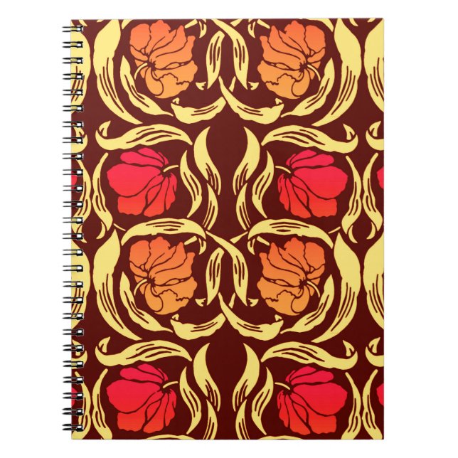 Caderno Espiral William Morris Pimpernel, Rust Orange e Brown (Frente)