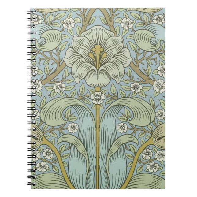 Caderno Espiral William Morris Primavera Thicket: Floral Antiquado (Frente)