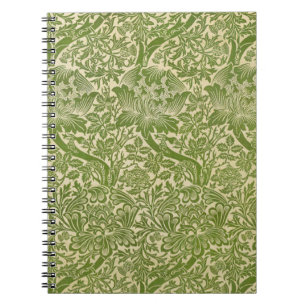 Caderno Espiral William Morris Rosa e Flor de Cardo Verde