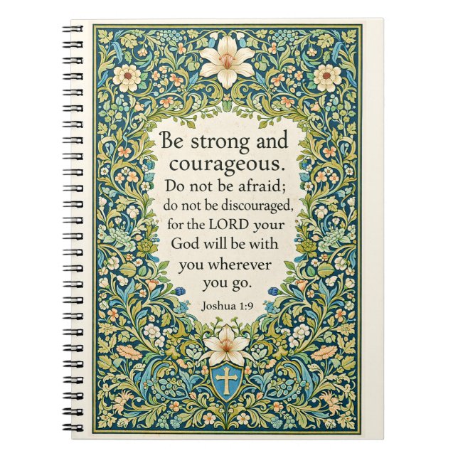 Caderno Espiral William Morris style floral and scripture (Frente)