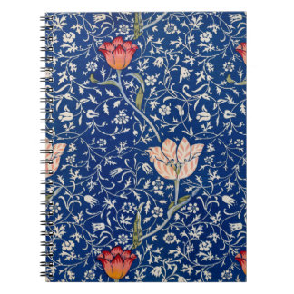 Caderno Espiral William Morris Vintage Tulip Floral Indigo Pattern