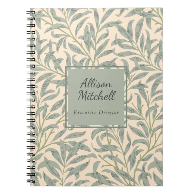 Caderno Espiral William Morris Willow Bough Elegante Botânico (Frente)