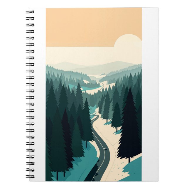 Caderno Espiral Winding Road Through Forest (Frente)