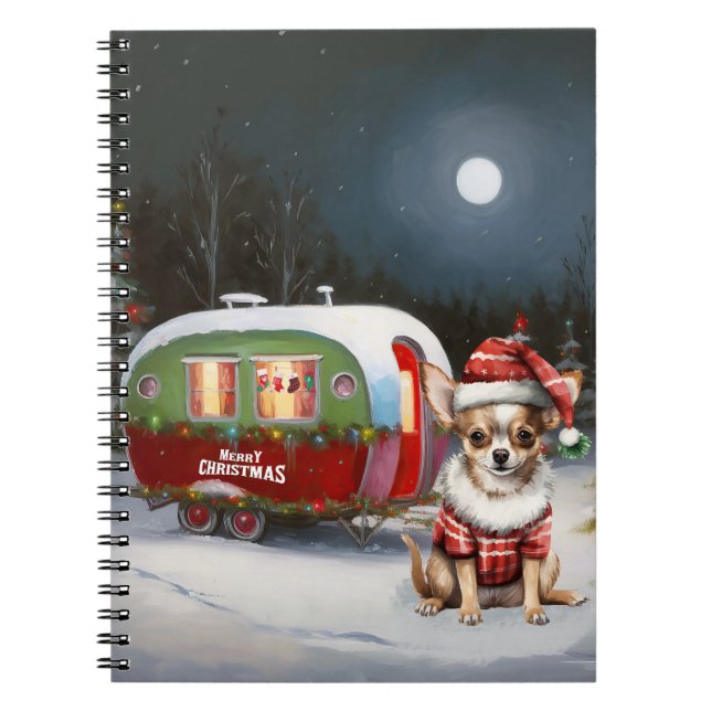 Caderno Espiral Winter Chihuahua Caravan Christmas Adventure (Frente)