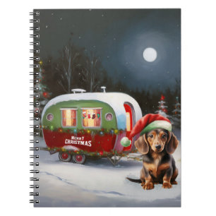 Caderno Espiral Winter Dachshund Caravan Christmas Adventure