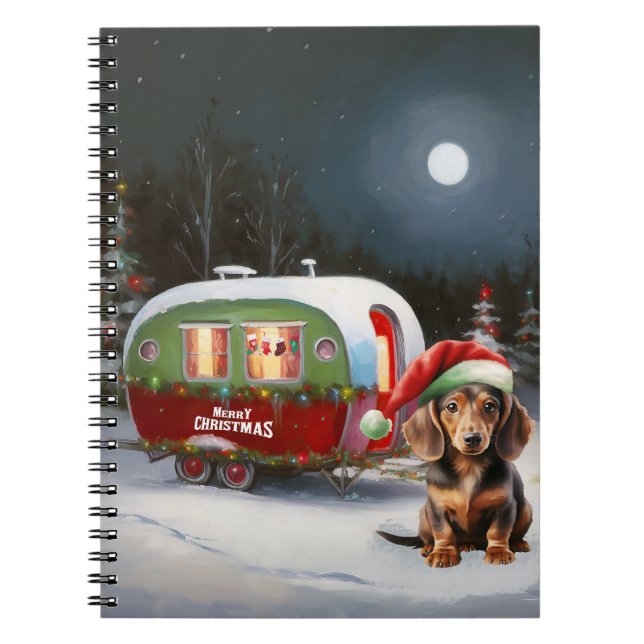 Caderno Espiral Winter Dachshund Caravan Christmas Adventure (Frente)