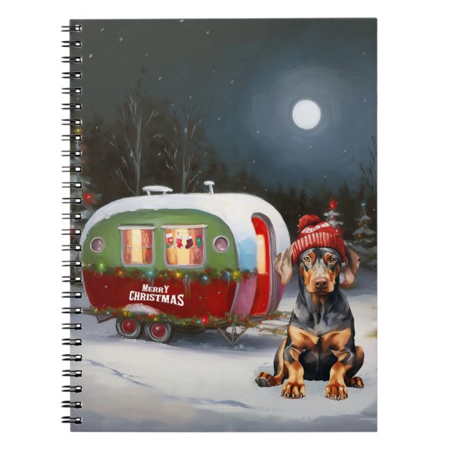 Caderno Espiral Winter Doberman Caravan Christmas Adventure (Frente)