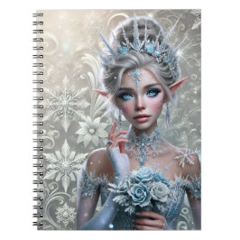 Caderno Espiral Winter Fairy Bride Icy Enchanted Fantasy Portrait