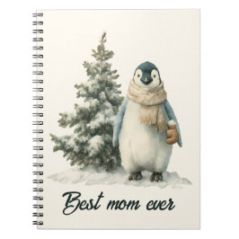 Caderno Espiral Winter Penguin “Best Mom Ever” Design
