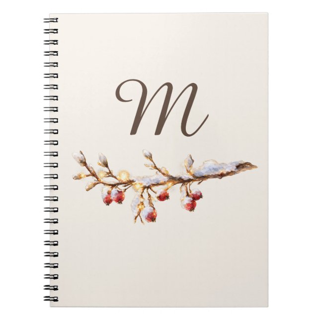 Caderno Espiral Winter Pinecone & Berry  Monogram (Frente)