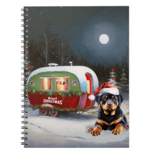 Caderno Espiral Winter Rottweiler Caravan Christmas Adventure