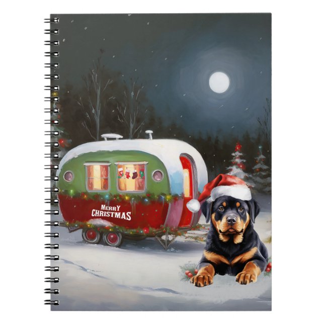 Caderno Espiral Winter Rottweiler Caravan Christmas Adventure (Frente)