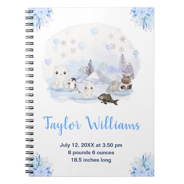 Caderno Espiral Winter Wonderland Arctic Animals Birth Statistics (Frente)