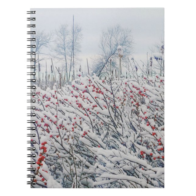 Caderno Espiral winterberry e cattails (Frente)