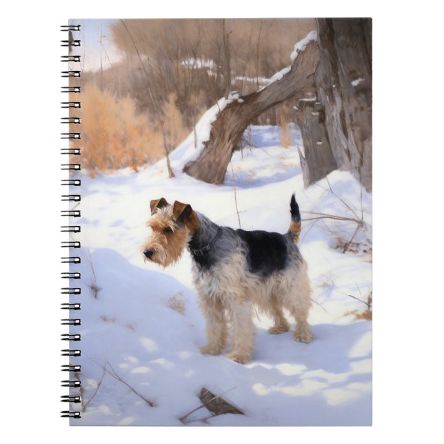 Caderno Espiral Wire Fox Terrier Deixe Nevar Natal  (Frente)