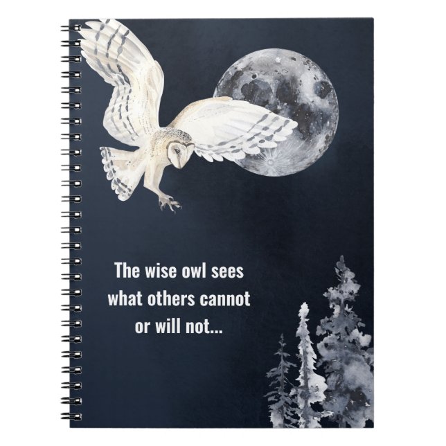 Caderno Espiral Wise Owl Silver Full Motivational Say (Frente)