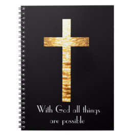 Caderno Espiral With God Gold Cross Spiral Journal Notebook