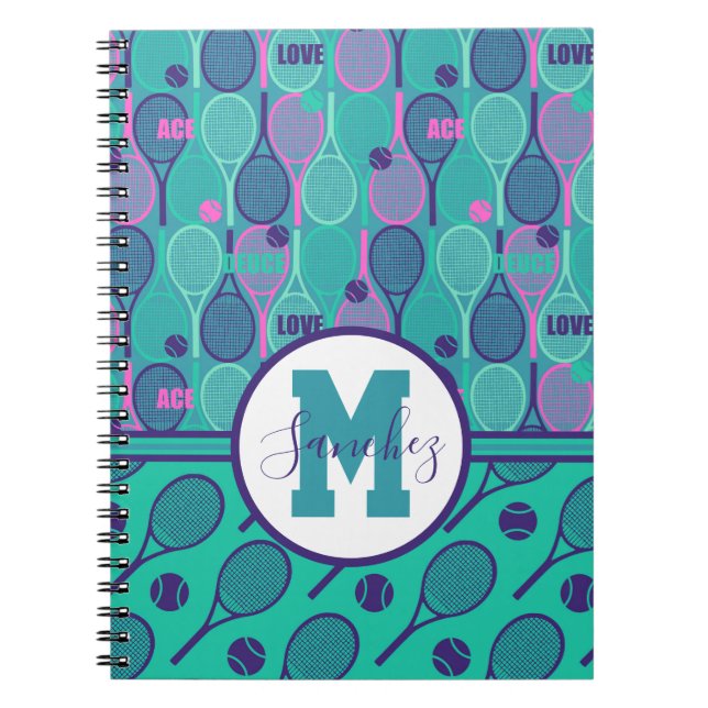 Caderno Espiral With name Minty and purple tennis rackets  (Frente)