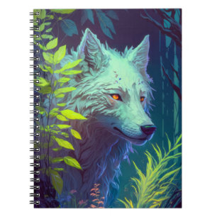 Caderno Espiral Wolf Animal Portrait Pintura de Vida Selvagem ao a