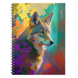 Caderno Espiral Wolf Animal Portrait Pintura de Vida Selvagem ao a
