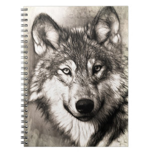 Caderno Espiral Wolf Drawing