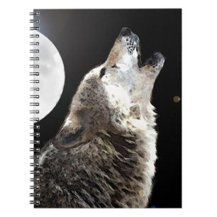 Caderno Espiral Wolf Howling no notebook da lua