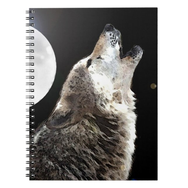Caderno Espiral Wolf Howling no notebook da lua (Frente)