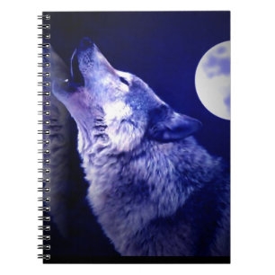 Caderno Espiral Wolf Howling no notebook da lua azul