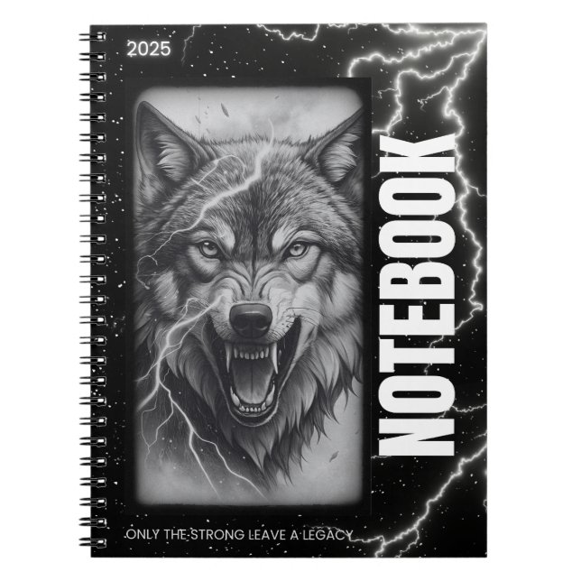 Caderno Espiral Wolf Spiral Notebook - Relâmpago gótico estético (Frente)