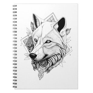 Caderno Espiral Wolf Wild Animal Nature Illustração Arte Tatuagem