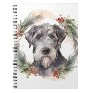 Caderno Espiral Wolfhound Christmas Wreath Festivo Pup