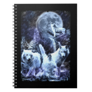 Caderno Espiral Wolves Howling Forest Animal Wolf
