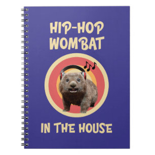 Caderno Espiral Wombat de Hip-hop Engraçado em Casa