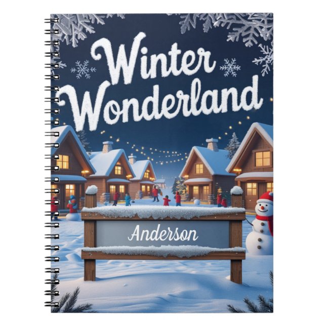 Caderno Espiral Wonderland de inverno - Aldeia Personalizada de Ne (Frente)