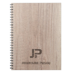 Caderno Espiral Wood Look Monograma Modelo Nome do Texto em Distân