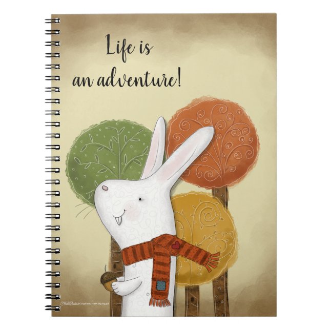Caderno Espiral Woodland Bunny com Acorn (Frente)