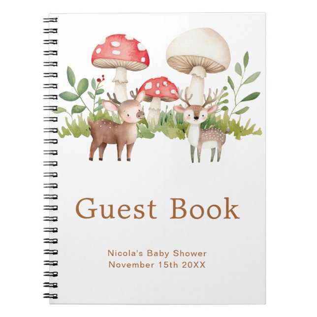 Caderno Espiral Woodland Deer Baby Shower Guest Book (Frente)