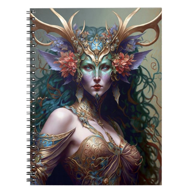 Caderno Espiral Woodland Goddese Fantasy Art (Frente)
